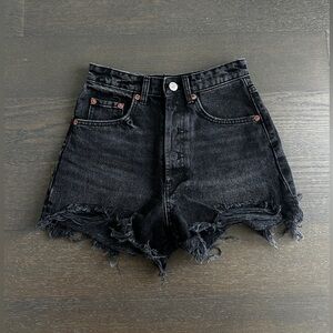 Zara high-waisted curved jean shorts